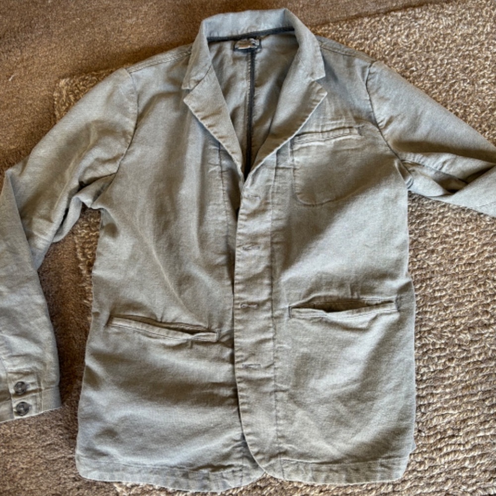 Carbon 2 Cobalt Linen Blazer Large Mens Gray 4 Button Up Vented Breathable